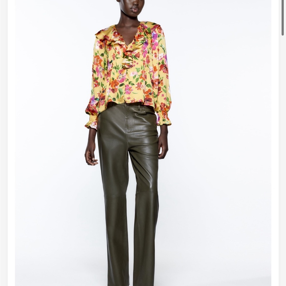 Zara Multicolored Ruffled Blouse with Sailor Collar - Picture 2 of 16